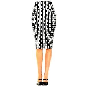 Ashley Stewart High Waist Geometric Black & White Pencil Office Skirt Size 18/20